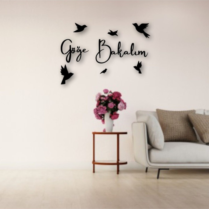 Biyomak® Göğe Bakalım Yazlı Ahşap Duvar Tablo