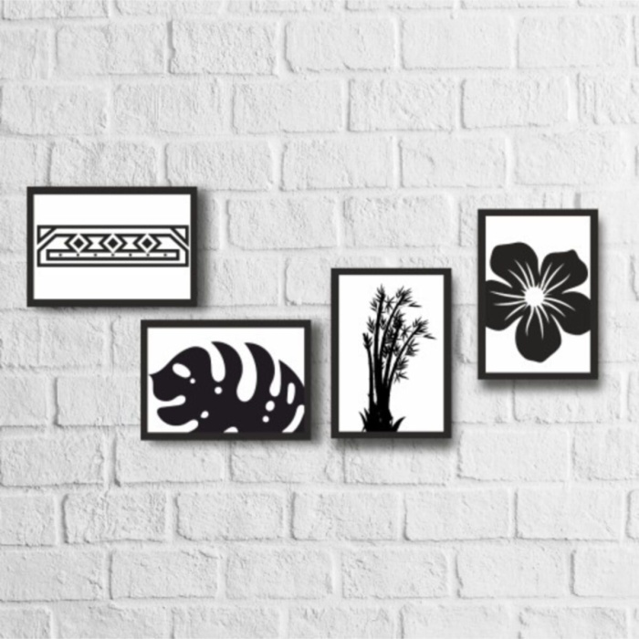 Biyomak® 4 Parça Çerçeve Görünümlü Ahşap Tablo