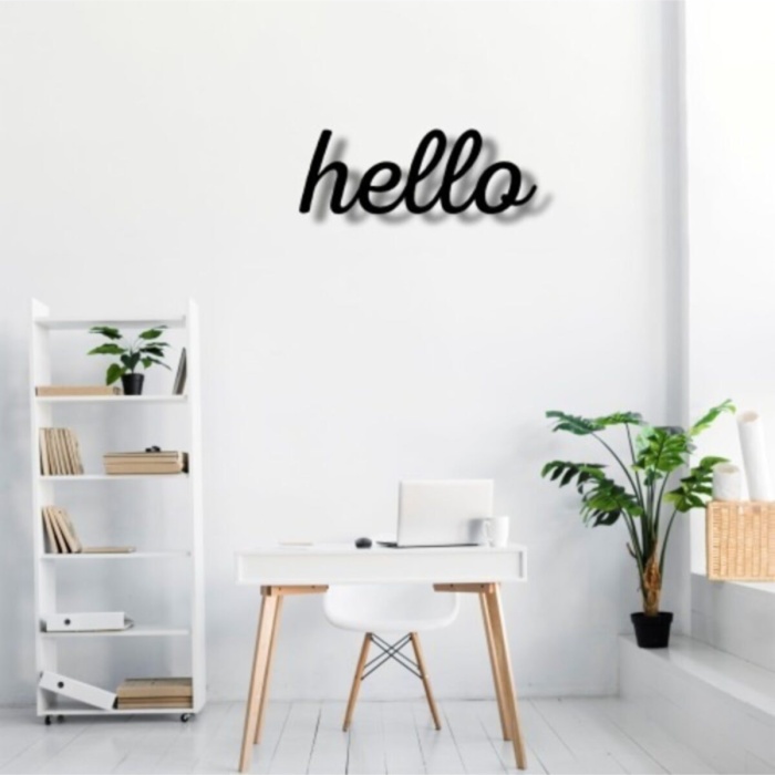 Biyomak® Hello Yazılı Ahşap Tablo