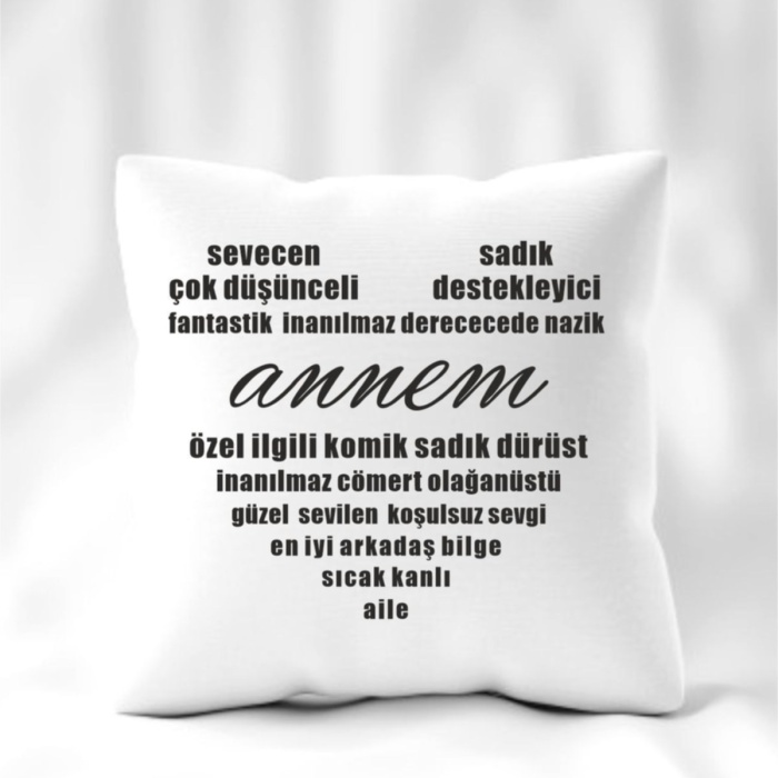 Biyomak® Anneler Günü Kalp Desen Anneye Iltifat Yastık