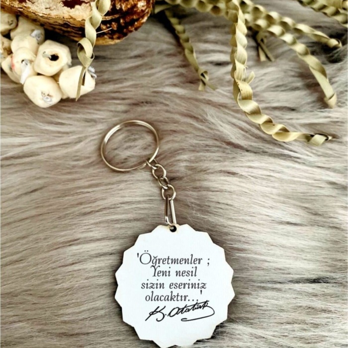 Biyomak® Öğretmenler Günü Baskılı Anahtarlık - Atatürk Imza