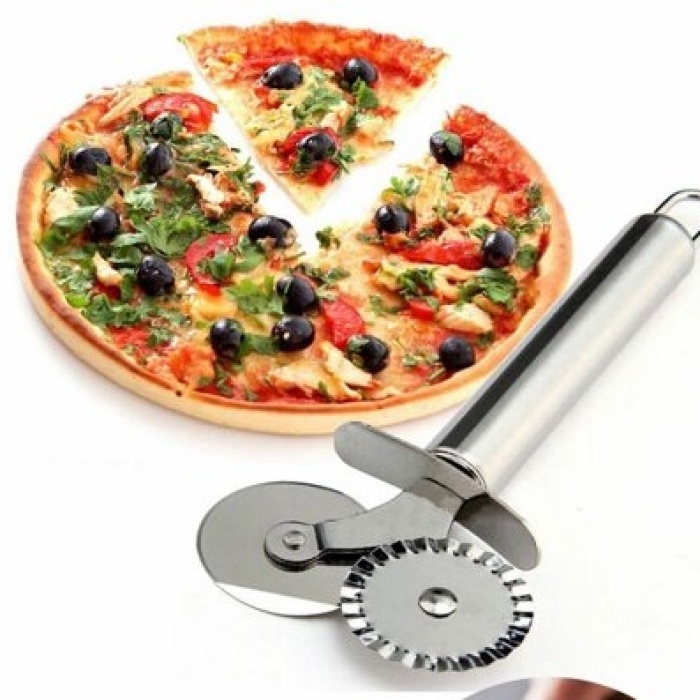 ® Çİft Başlı Metal Pizza Kesici ve Hamur Ruleti
