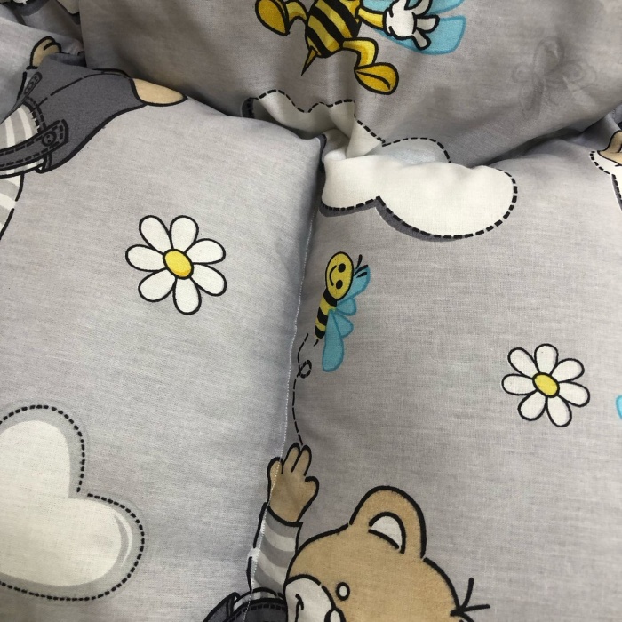 Biyomak® GRİ-AYICIK DESENLİ BEBEK YATAĞI , OYUN MİNDERİ