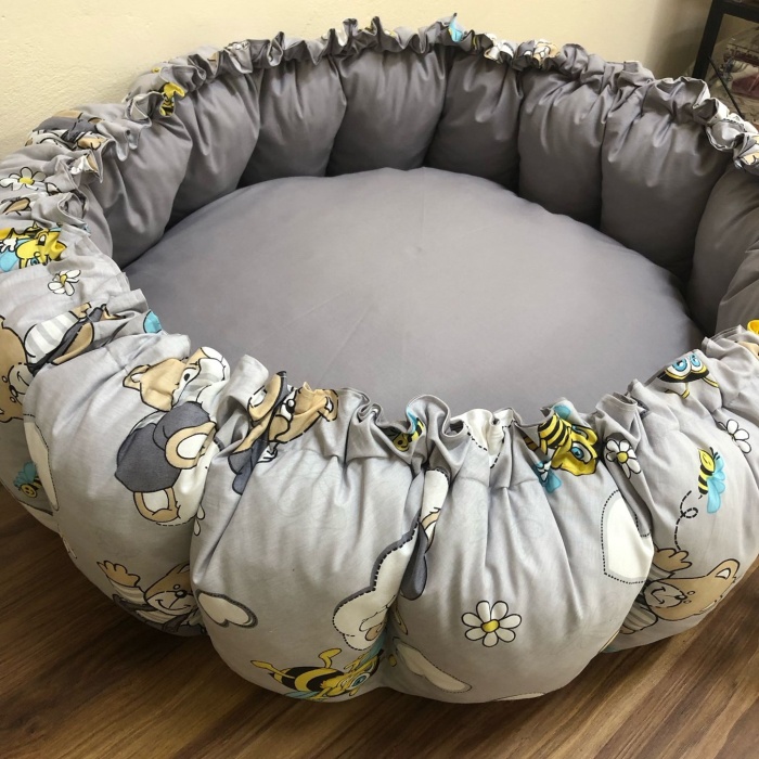 Biyomak® GRİ-AYICIK DESENLİ BEBEK YATAĞI , OYUN MİNDERİ