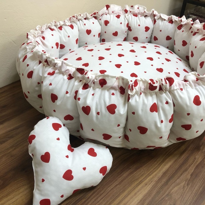 Biyomak® KALP DESENLİ BEBEK YATAĞI , OYUN MİNDERİ