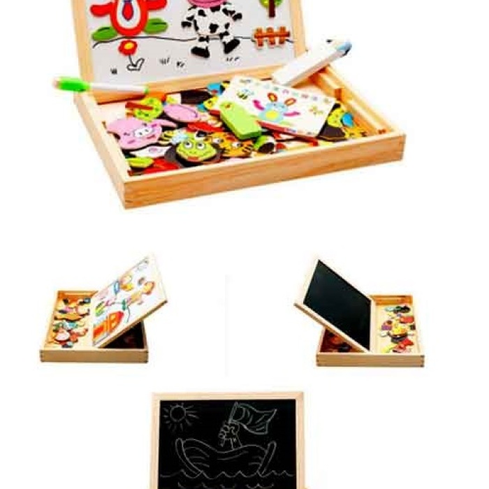 Biyomak® Mıknatıslı Çift Taraflı Ahşap Yazı Tahtası Seti