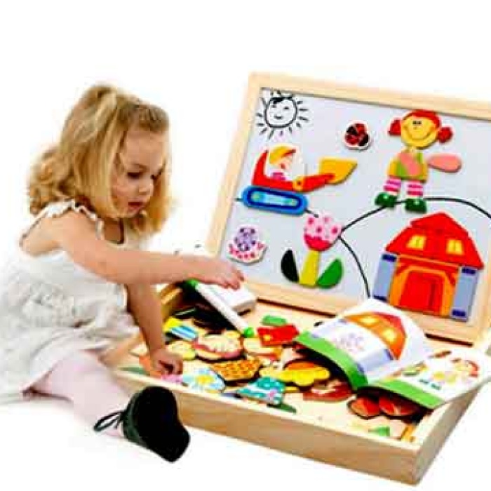 Biyomak® Mıknatıslı Çift Taraflı Ahşap Yazı Tahtası Seti