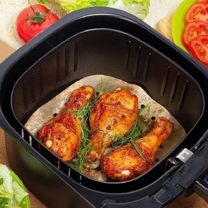 Biyomak® 100 Adet Air Fryer Pişirme Kağıdı Tek Kullanımlık Hava Fritöz Yapışmaz Yağlı Kağıt Delikli  Model