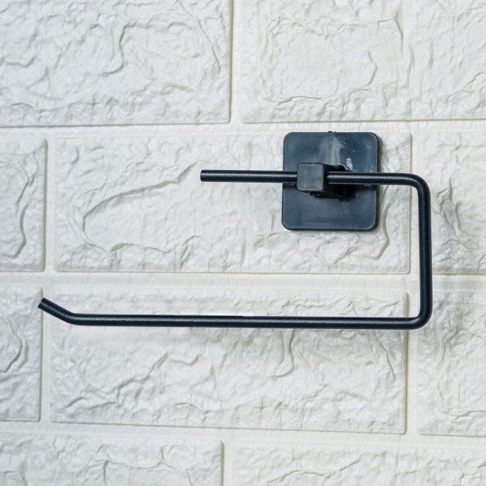 Biyomak® Kendiliğinden Yapışkanlı Siyah Paslanmaz Metal Rulo Havluluk Aparat