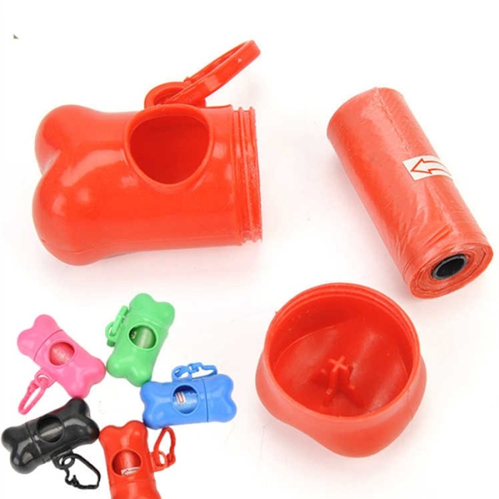 ® Köpek Kemik Şeklinde Plastik Kaka Poşetlik 1 Yedekli