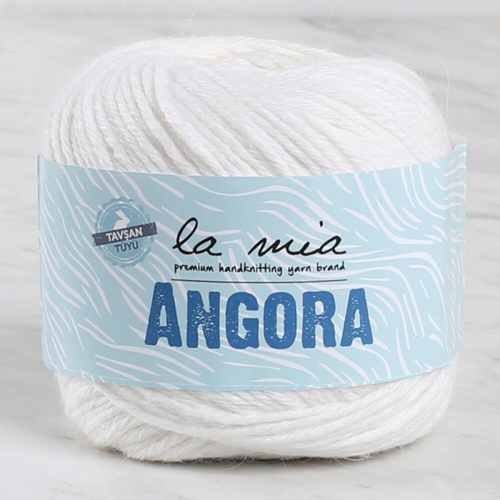 ® La Mia Angora 50gr Beyaz El Örgü İpi - L001 - 33804