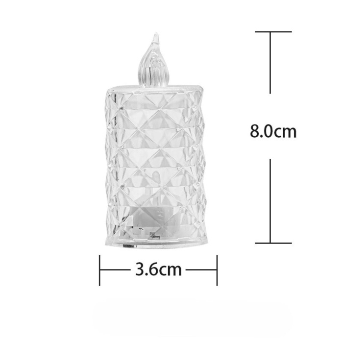 Biyomak® Led Mum Şeffaf Kristal LED Mum Pilli Alevsiz Çay Mumu Düğün Doğum Günü Ortam Işığı