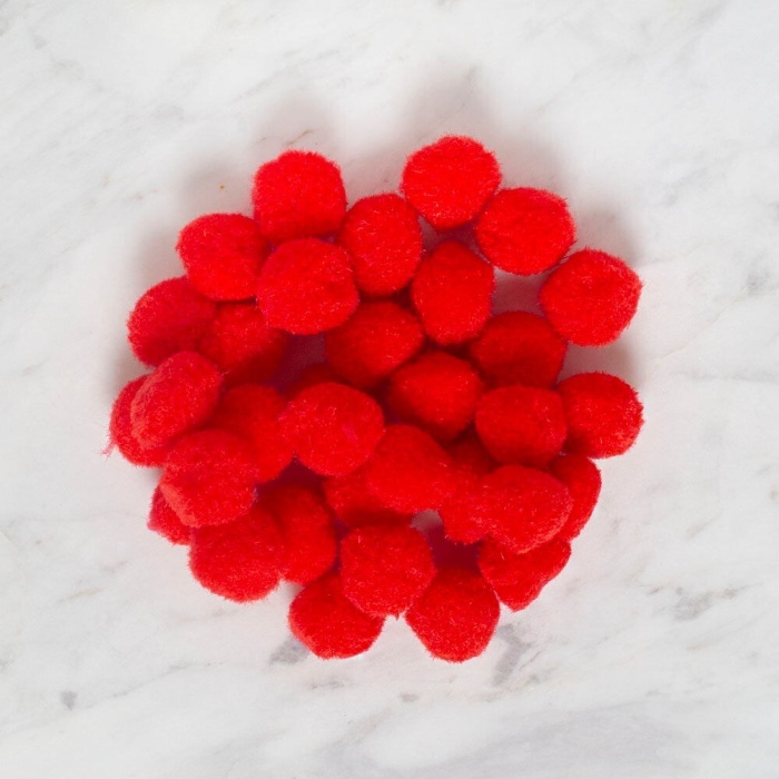 ® LOREN CRAFTS 2 CM 100 ADET KIRMIZI PONPON