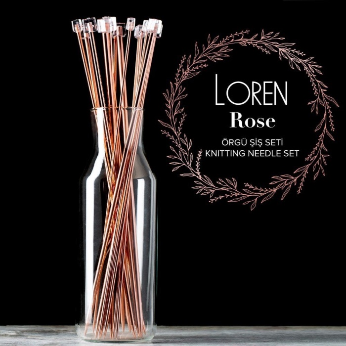 Biyomak® Loren Rose 35cm Örgü Şişi Seti