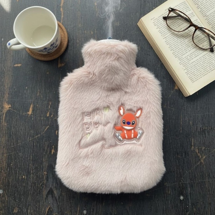 ® Mutlu Robot Hayvan Figürlü Pembe Peluş Sıcak Su Torbası 1 Lt – Yumuşak Kılıf, Uzun Süre Sıcak Tutan Termal Su Torbası