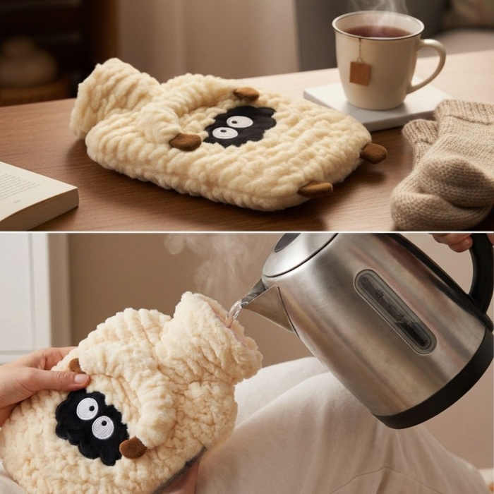 ® Kuzucuk Figürlü Peluş Sıcak Su Torbası 1 Lt – Yumuşak Kılıf, Uzun Süre Sıcak Tutan Termal Su Torbası