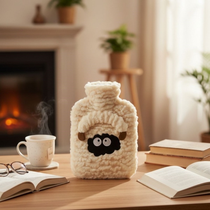 ® Kuzucuk Figürlü Peluş Sıcak Su Torbası 1 Lt – Yumuşak Kılıf, Uzun Süre Sıcak Tutan Termal Su Torbası