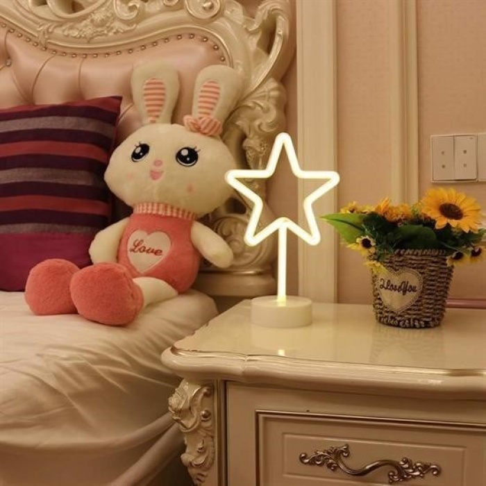 ® Yıldız Tasarımlı Neon Led Masa Ve Gece Lambası Dekoratif Işık