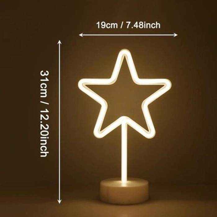 ® Yıldız Tasarımlı Neon Led Masa Ve Gece Lambası Dekoratif Işık