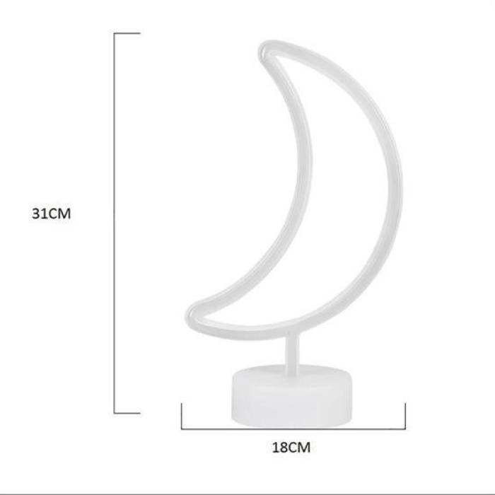 ® Dekoratif Pilli Ay Tasarımlı 3D Neon Led Masa Ve Gece Lambası