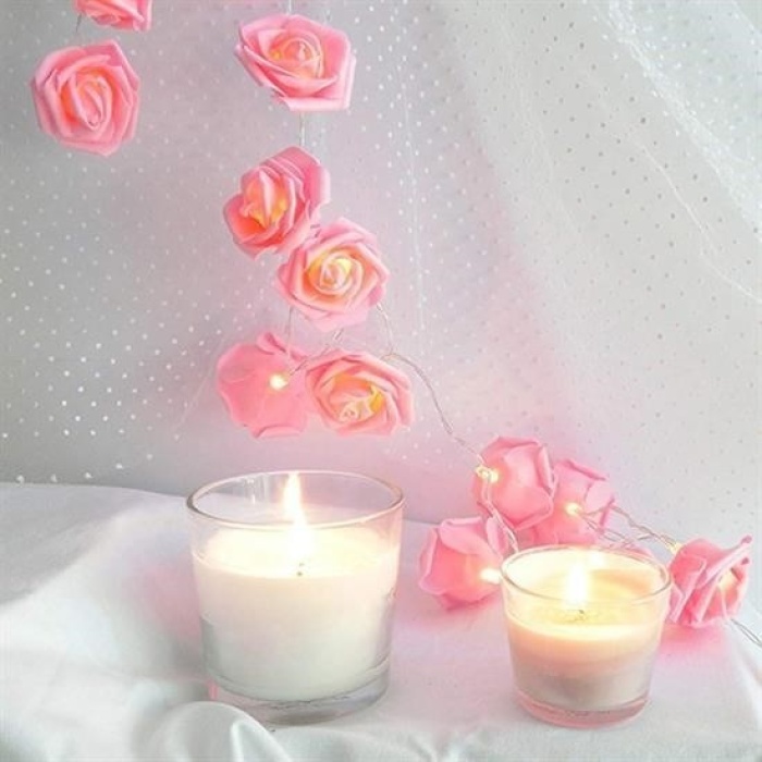® Yapay Gül Tasarımlı Dekoratif Led Işık Gül Detaylı Led Işık Pilli (20 Gül)