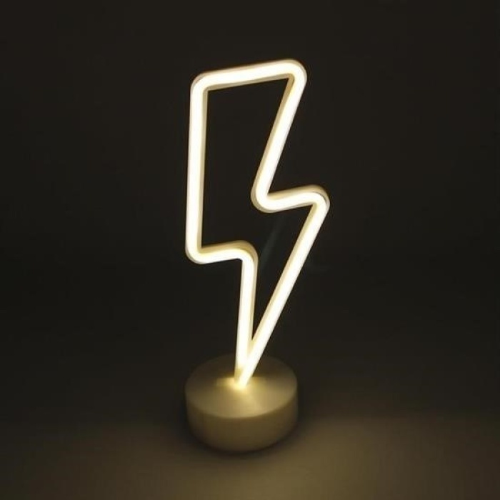 ® Dekoratif Şimşek Şeklinde Pilli Neon Led Lamba Süs Masa Lambası