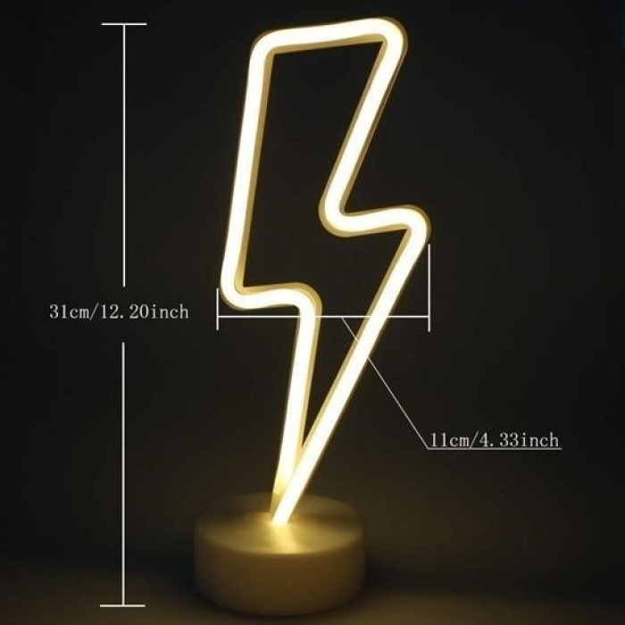 ® Dekoratif Şimşek Şeklinde Pilli Neon Led Lamba Süs Masa Lambası