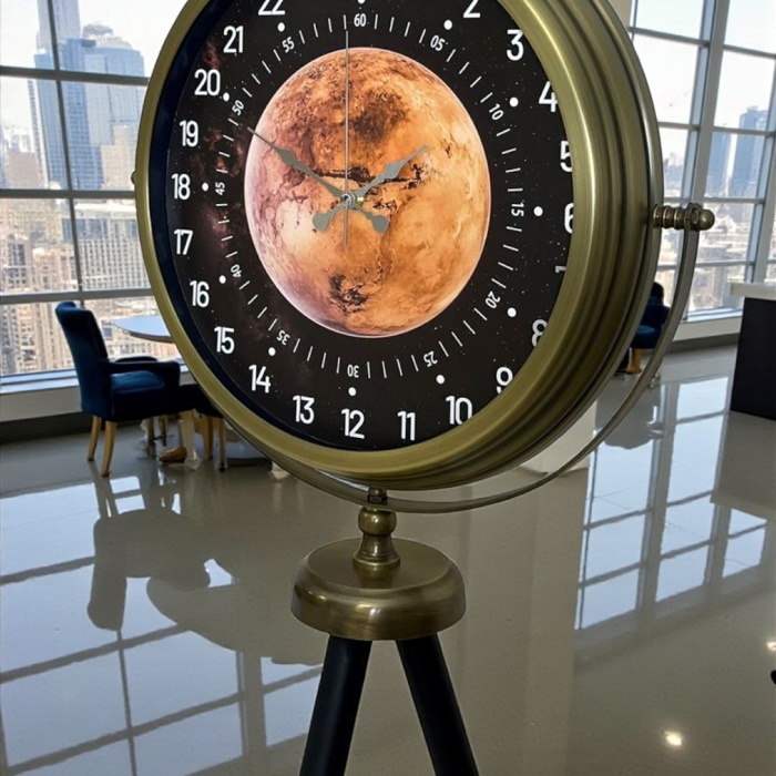 ® Eskitme 24 Saat Göstergeli Özel Tasarım Tripod Ayaklı Saat