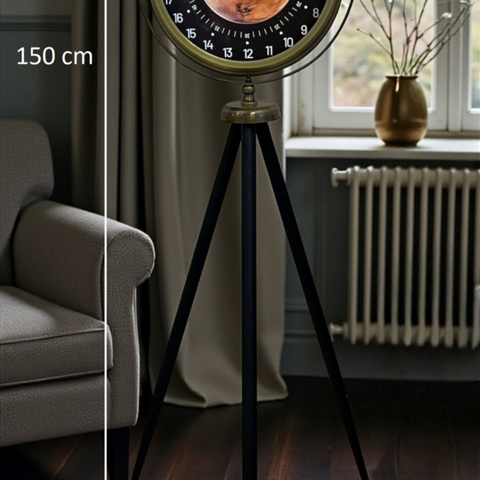 ® Eskitme 24 Saat Göstergeli Özel Tasarım Tripod Ayaklı Saat