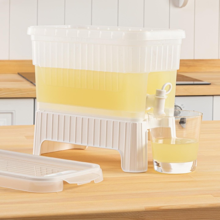 ® Beyaz Buzdolabı İçi Musluklu Ayaklı Su -Limonata - İçecek Sebili Piknik Bidonu 4 LT