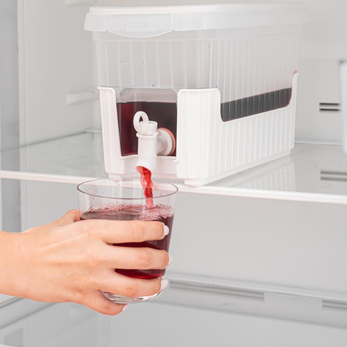 ® Beyaz Buzdolabı İçi Musluklu Ayaklı Su -Limonata - İçecek Sebili Piknik Bidonu 4 LT