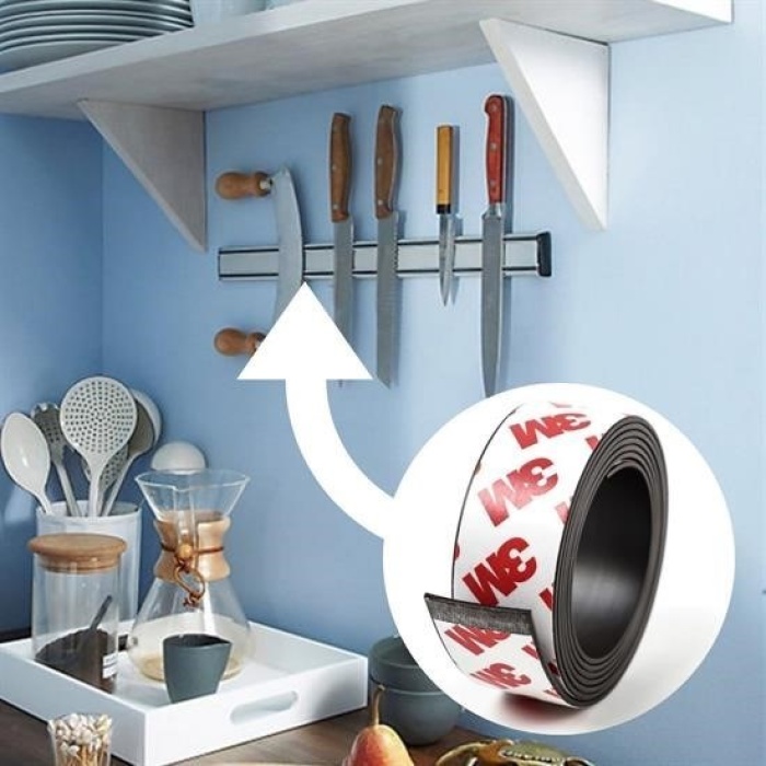 ® Yapışkanlı Şerit Mıknatıs Magnet Kes Kullan Güçlü Sağlam Rulo Çıkarılması Kolay Siyah 2cm x 1 mt
