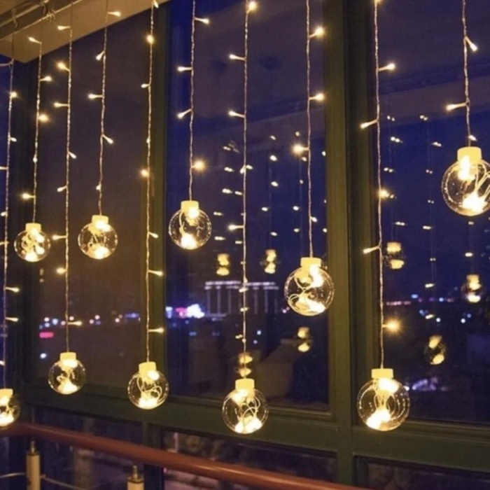 ® 10 Sarkıtlı Kumandalı Dekoratif Top İçi Mini Toplu LED Günışığı Rengi Dekoratif Aydınlatma