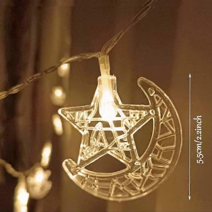 ® Hilal ve Yıldız Şekilli 3.5 Metre USB LED Işık 20 LED’li Dekoratif Ramazan Dekorasyonu ve Ortam Aydınlatması