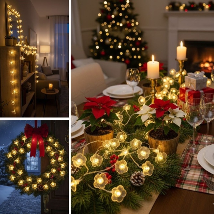 ® Çiçek Desenli 3.5 Metre USB LED Işık 20 LED’li Dekoratif Ortam Aydınlatması