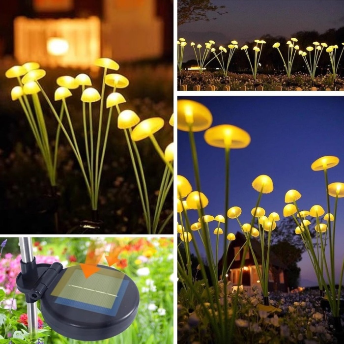 ® Plastik Mantar Solar Bahçe Lambası Güneş Enerjili LED Dış Mekan Aydınlatma Otomatik Sensörlü Dekoratif Bahçe Işığı