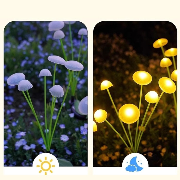 ® Plastik Mantar Solar Bahçe Lambası Güneş Enerjili LED Dış Mekan Aydınlatma Otomatik Sensörlü Dekoratif Bahçe Işığı