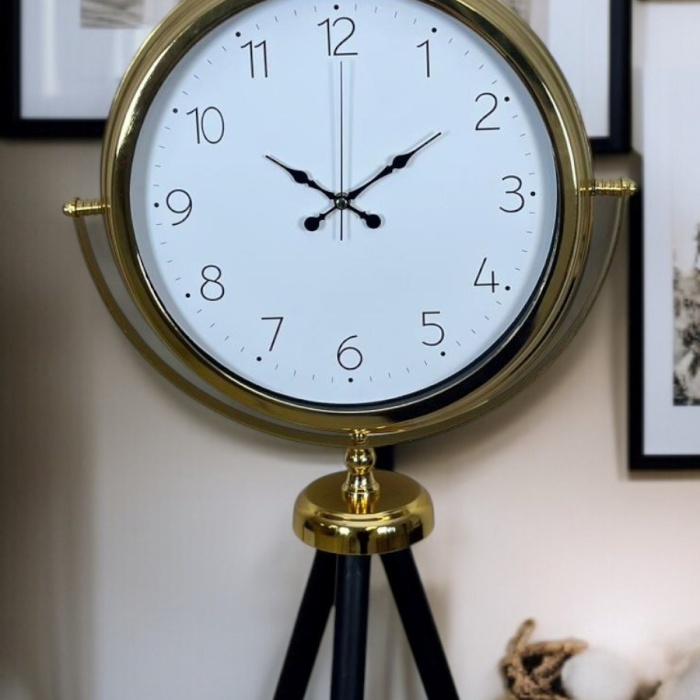 ® Zentime Gold Premium Dekoratif Tripod Ayaklı Saat