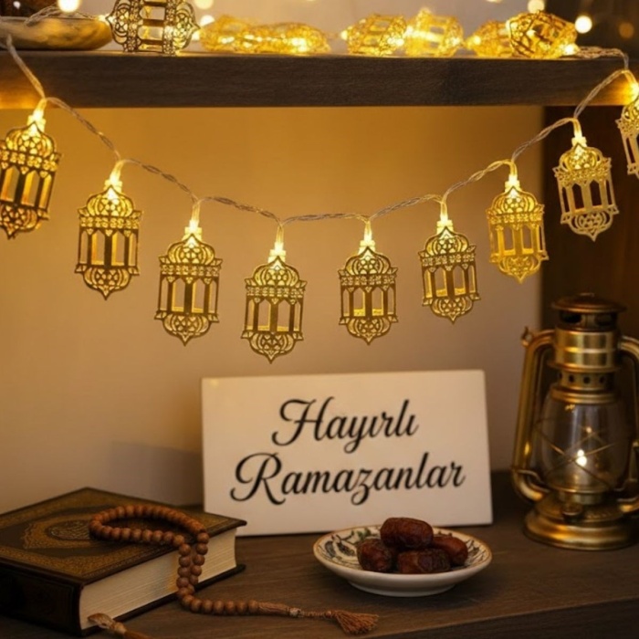 ® 10 Adet Sarkıtlı Ramazan Fenerli LED Işık – Pilli 2 Metre Ramazan Süsü, İslami Dekorasyon, Ev ve Mekanlar İçin Dekoratif Ortam Aydınlatması