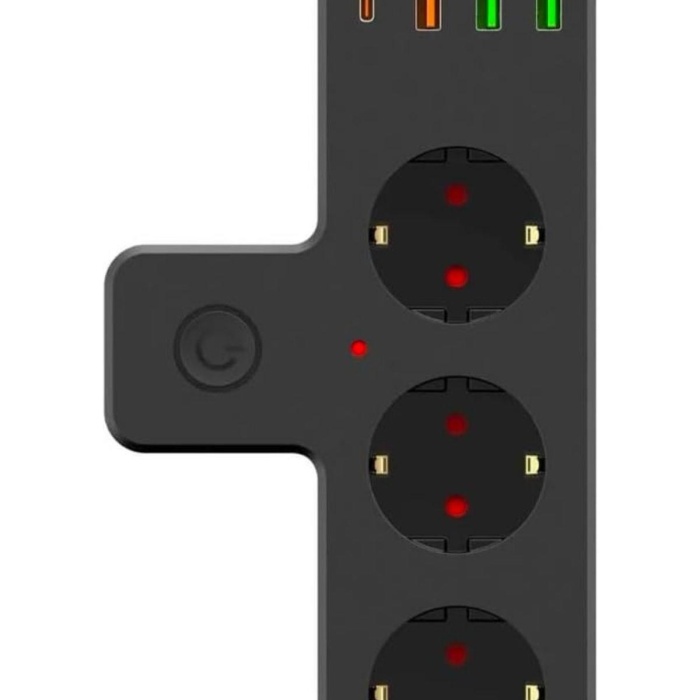 ® Termal Akım Korumalı 3 Adet Soket,3 Adet USB ve 1 Adet Type-C Girişli 20w Priz Model 3397