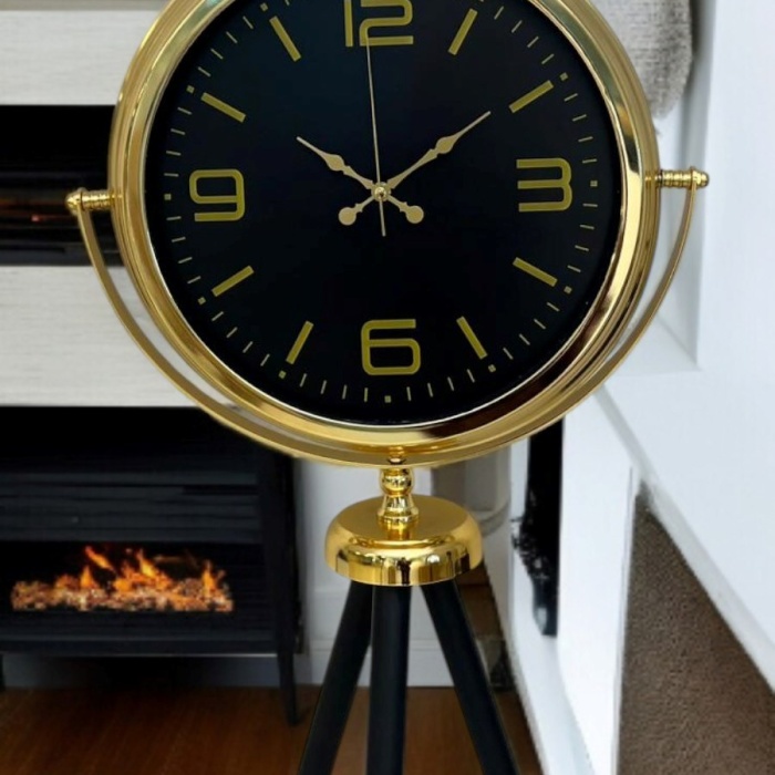 ® Gold Dekoratif Tasarım Tripod Ayaklı Saat