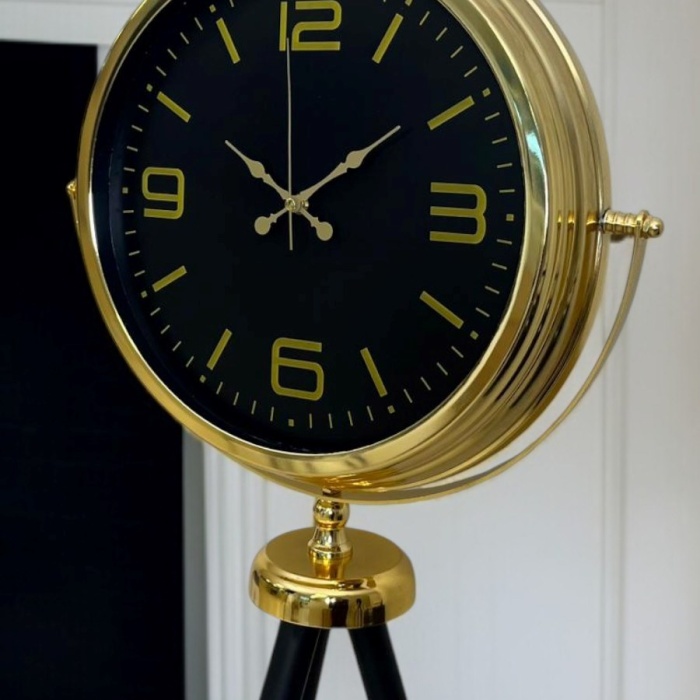 ® Gold Dekoratif Tasarım Tripod Ayaklı Saat