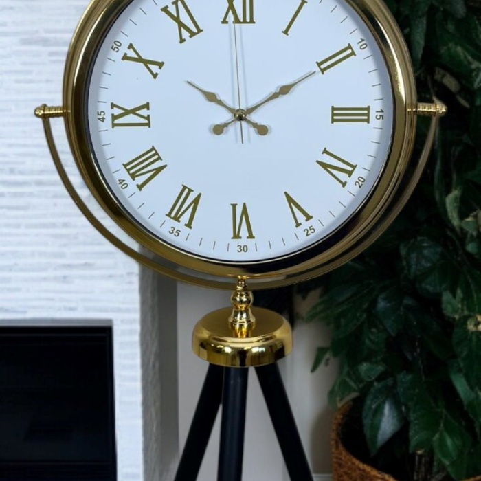 ® Zentime Gold Göz Alıcı Tripod Ayaklı Duvar Saati