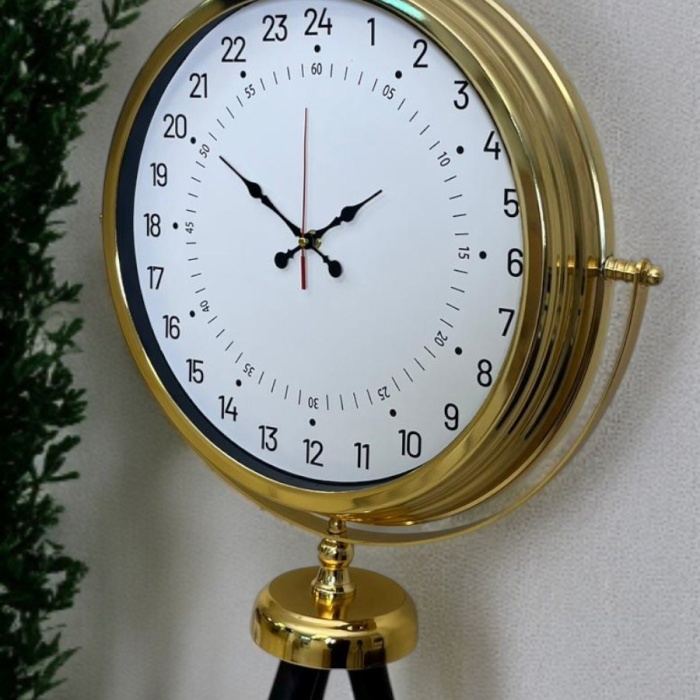 ® Zentime Gold 24 Saat Göstergeli Özel Tasarım Tripod Ayaklı Saat