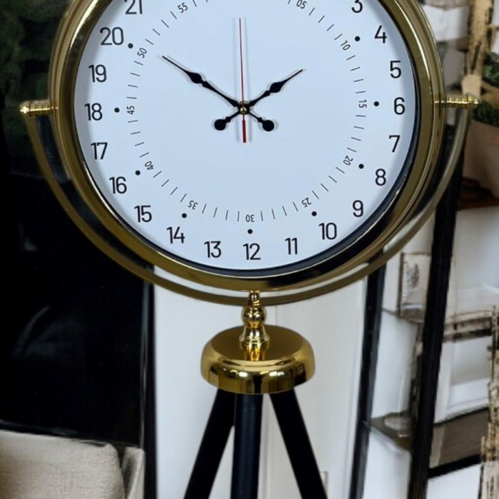 ® Zentime Gold 24 Saat Göstergeli Özel Tasarım Tripod Ayaklı Saat