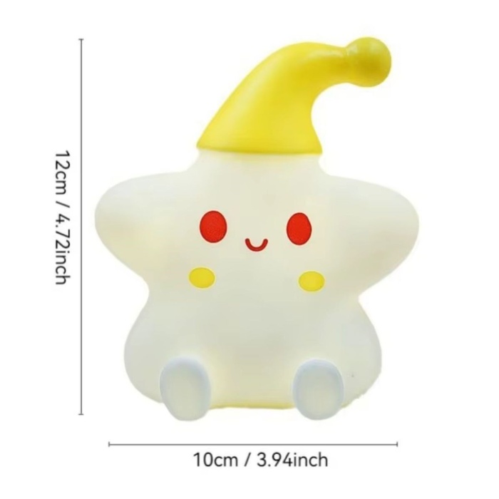 ® Yıldız Figürlü Pofuduk LED Gece Lambası – Yumuşak Dokulu Masaüstü Aydınlatma, Çocuk Odası ve Dekoratif Şarjlı Ortam Işığı