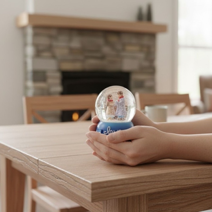® Pilli Işıklı Müzikli Kar Küresi–El Ele Sevgili Figürlü Eğlenceli Masaüstü Biblo, LED Aydınlatmalı Dekoratif Hediyelik Kar Küresi