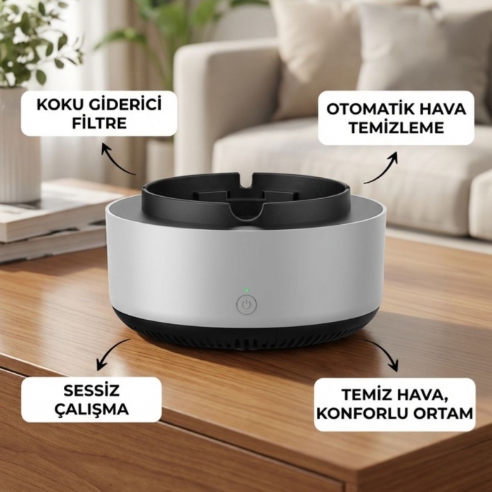 ® Dumanı İçine Çeken Akıllı Kül Tablası – Kokusuz, Filtreli ve Otomatik Duman Emici Küllük