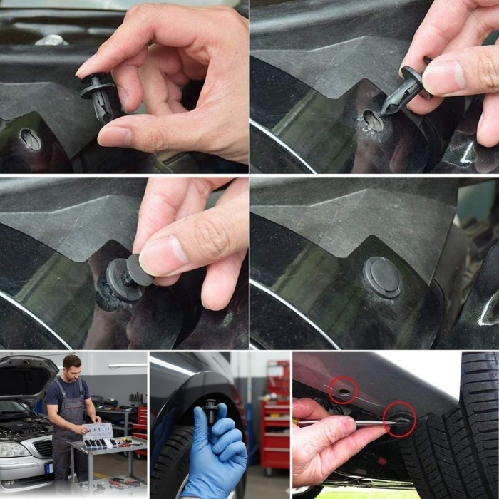 ® Plastik Bağlantı Elemanları Seti 100 Parça – Oto Kaplama Klipsi, Tampon ve Trim Sabitleme Perçinleri, Çok Amaçlı Klips Seti