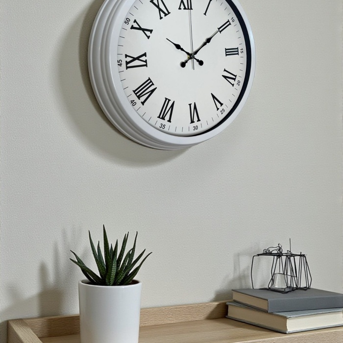® White Prime Roma Rakamlı 40 Cm Metal Duvar Saati